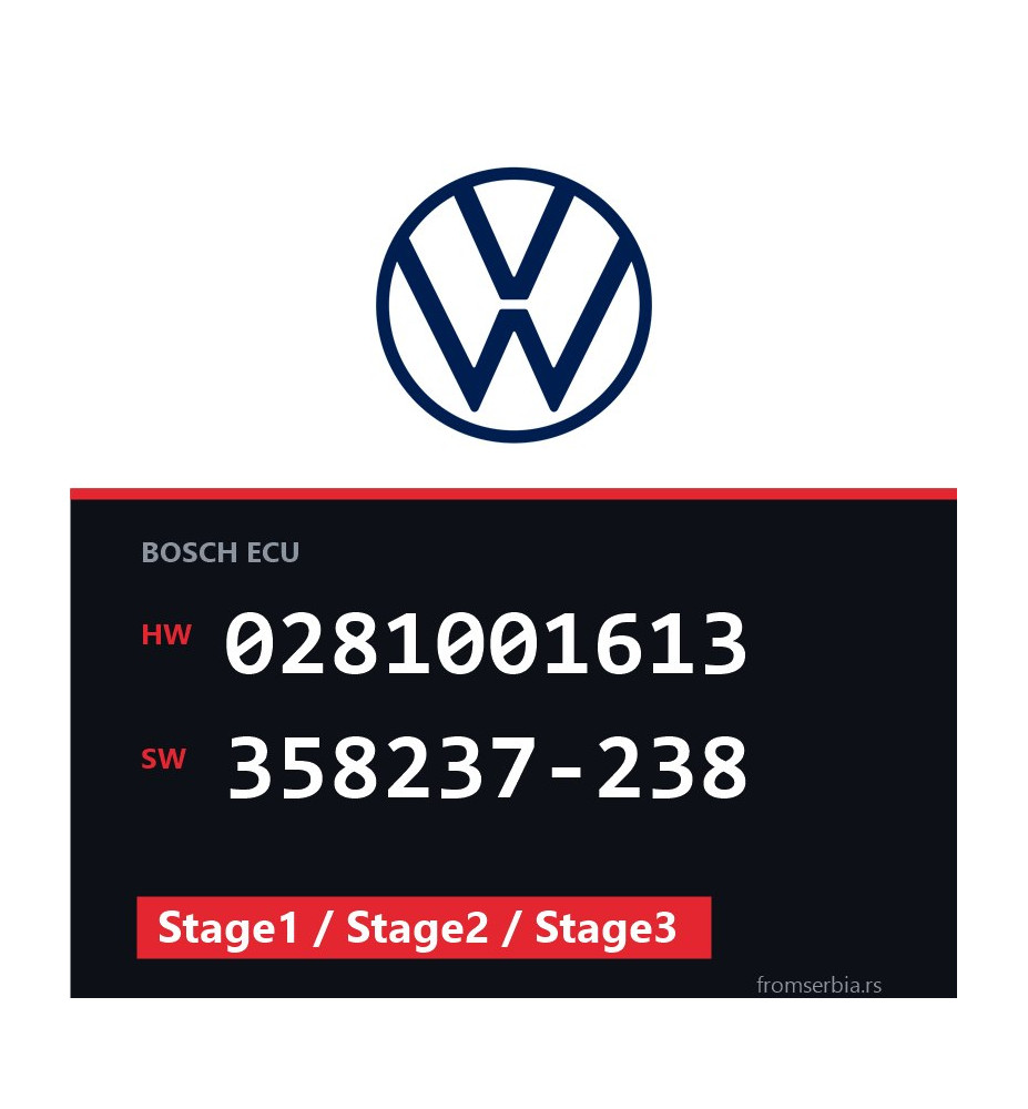 VW Golf4 0281001613 358237-238 Stage1 / Stage2 / Stage3 tuning file