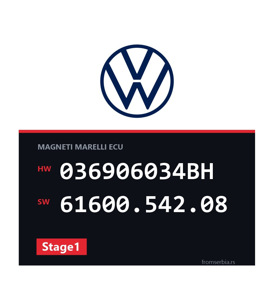 VW Golf 036906034BH 61600.542.08 Stage1 tuning file