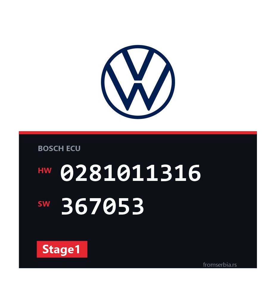 VW Golf 0281011316 367053 Stage1 tuning file