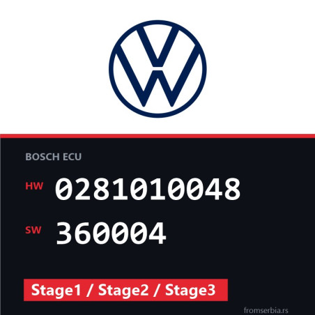 VW Golf 0281010048 360004 Stage1 / Stage2 / Stage3 tuning file