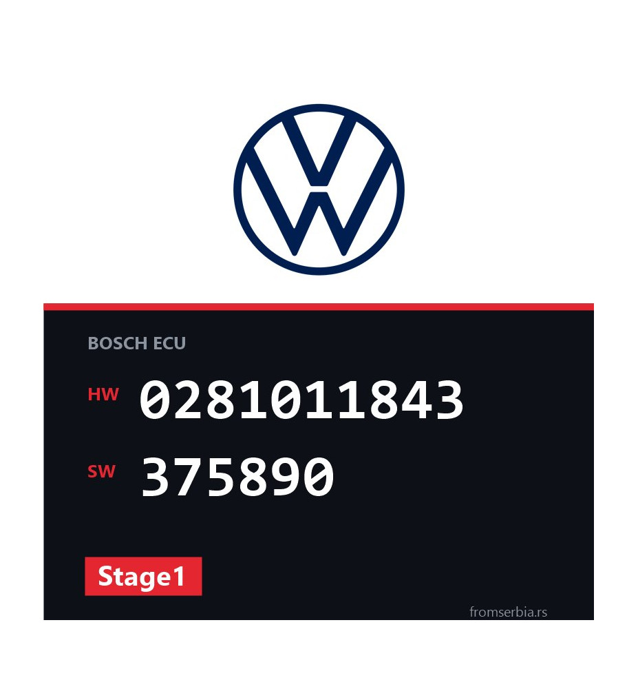 VW Golf 0281011843 375890 Stage1 tuning file
