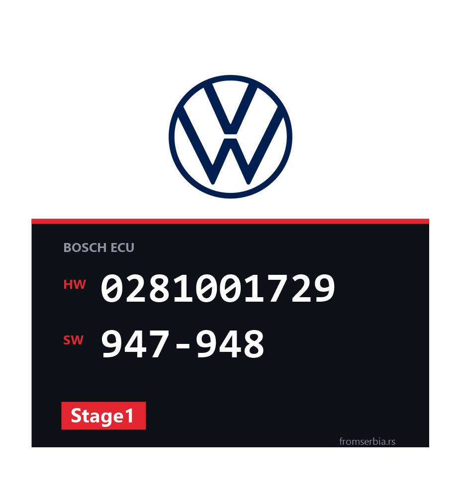 VW Golf3 0281001729 947-948 Stage1 tuning file