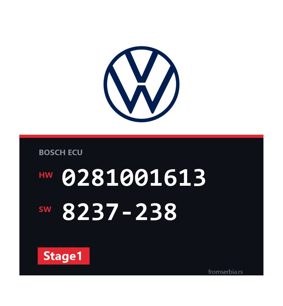 VW Golf4 0281001613 8237-238 Stage1 tuning file
