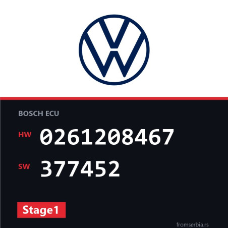 VW Golf5 0261208467 377452 Stage1 tuning file