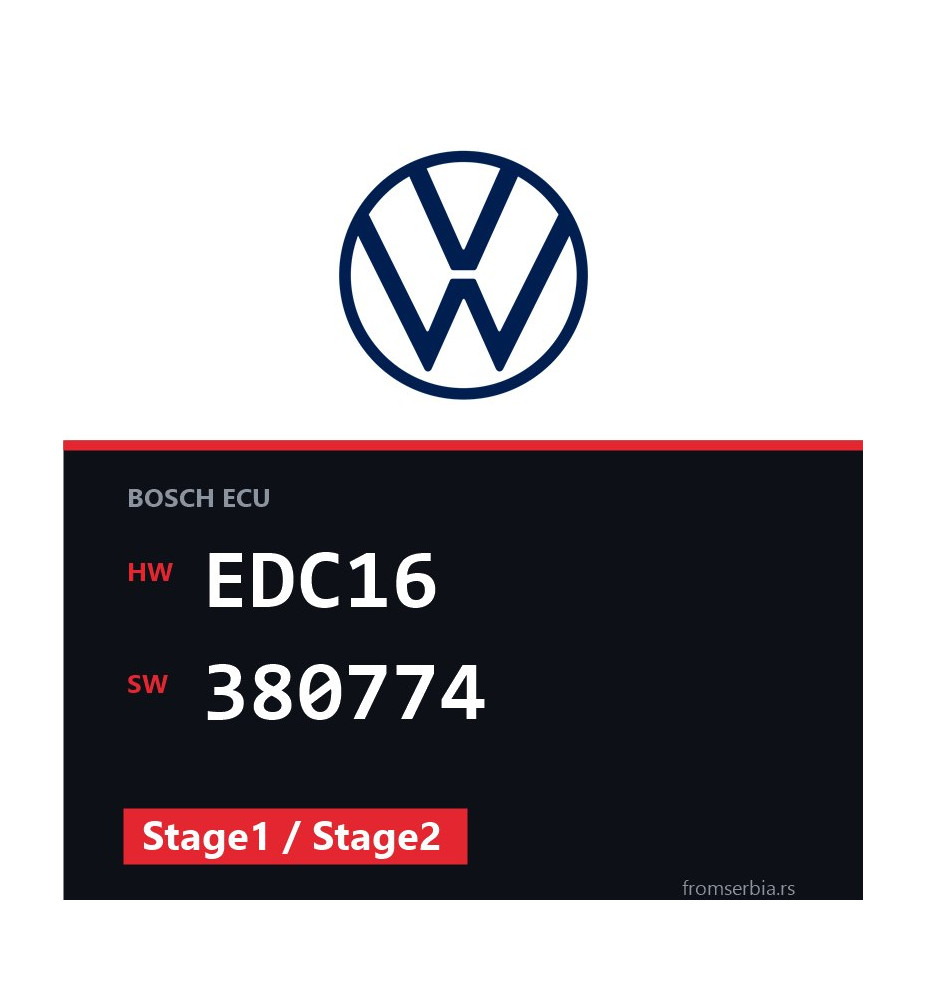 VW Golf5 EDC16 380774 Stage1 / Stage2 tuning file