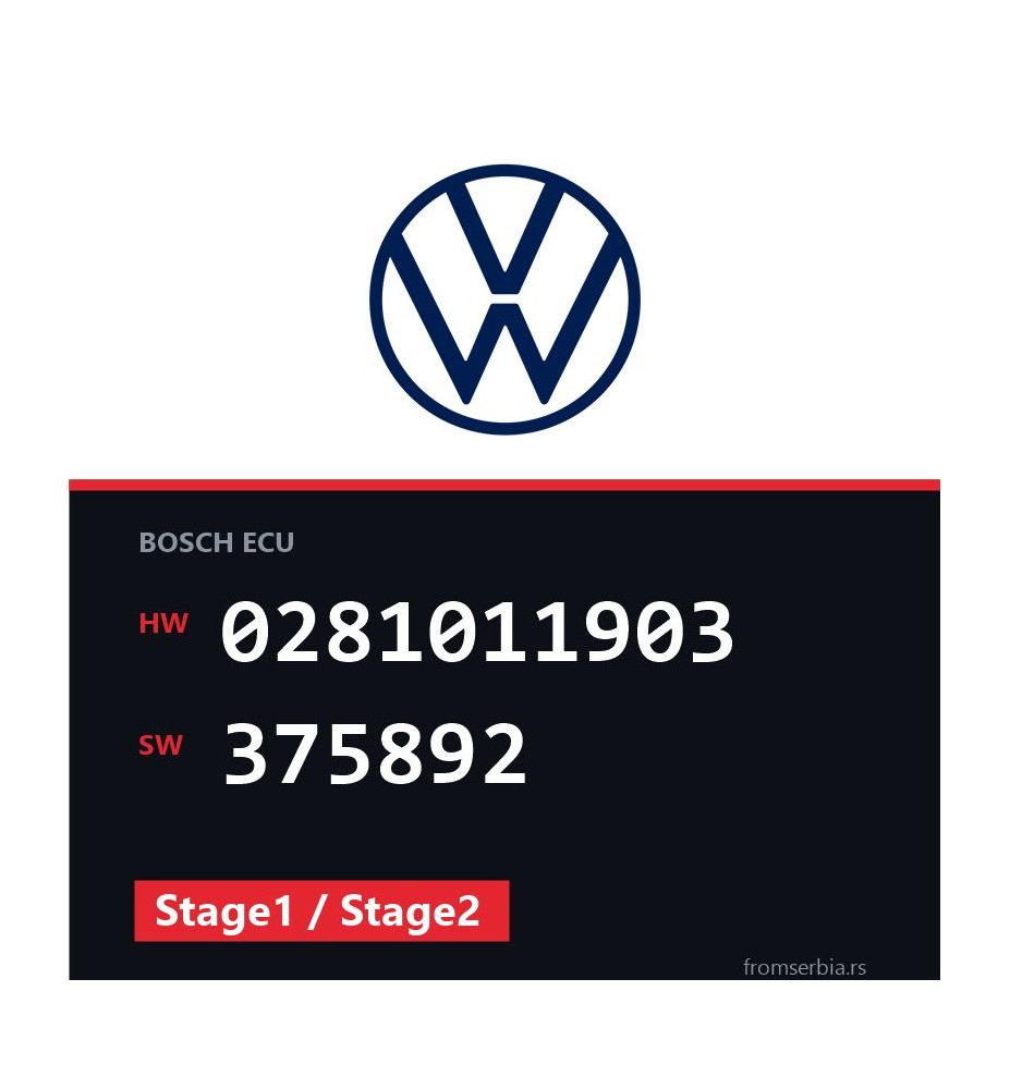 VW Golf5 0281011903 375892 Stage1 / Stage2 tuning file