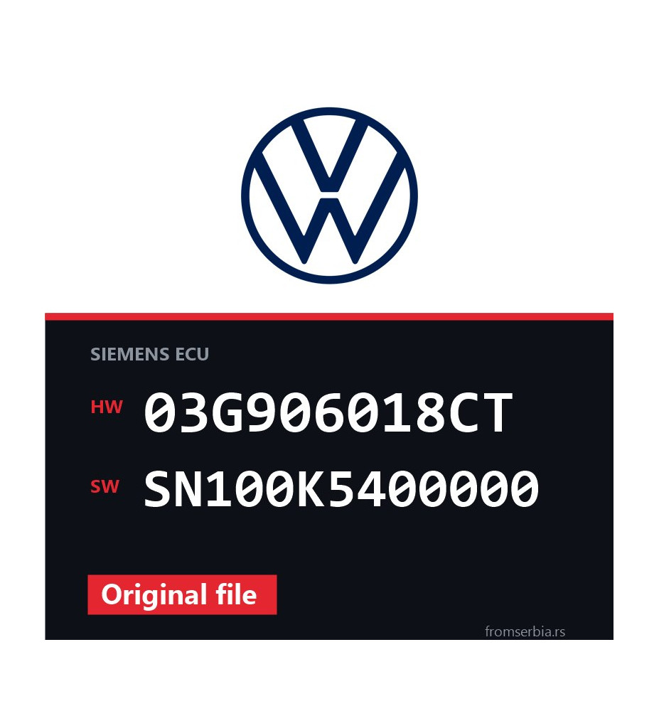 VW Golf 03G906018CT SN100K5400000 original ECU file
