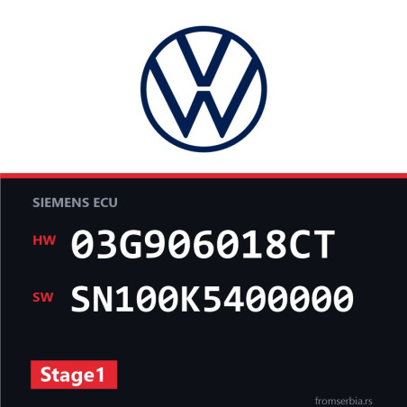 VW Golf 03G906018CT SN100K5400000 Stage1 tuning file