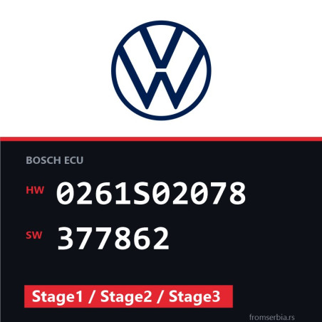 VW Golf 0261S02078 377862 Stage1 / Stage2 / Stage3 tuning file