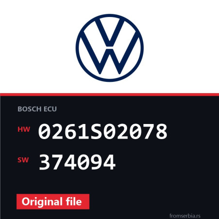 VW Golf5 0261S02078 374094 original ECU file