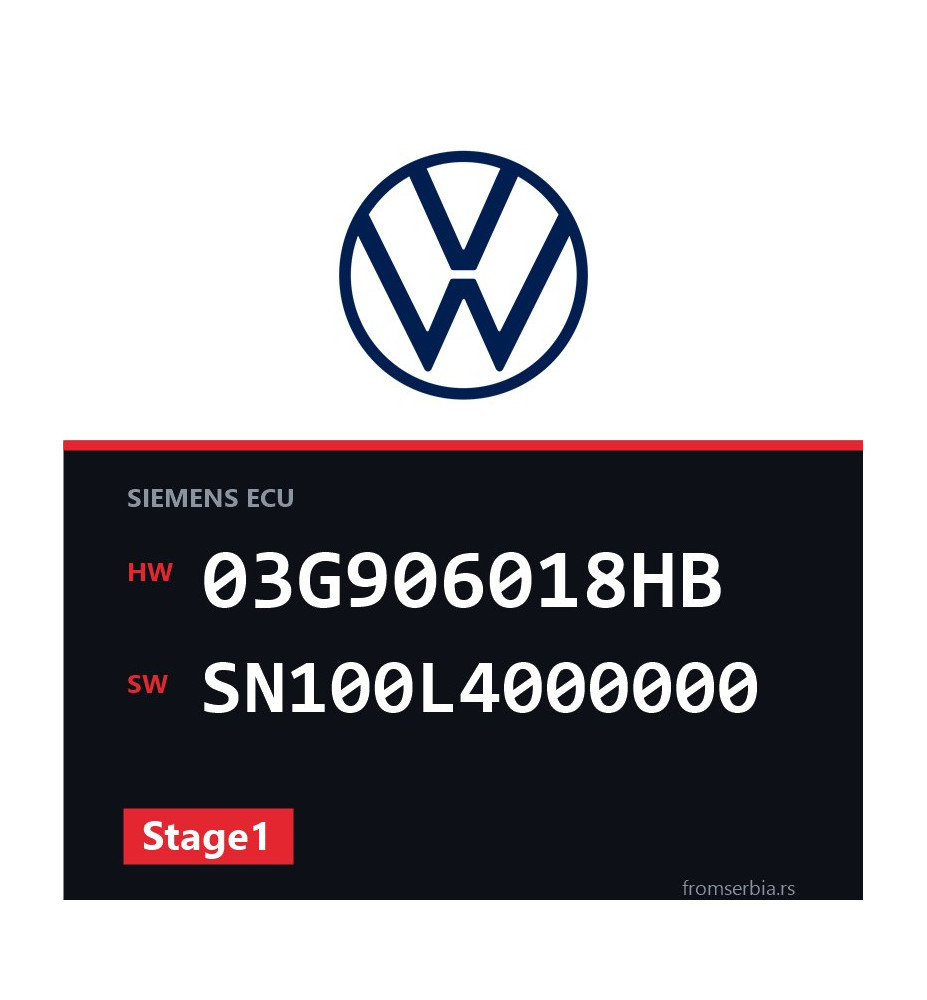 VW Golf5 03G906018HB SN100L4000000 Stage1 tuning file