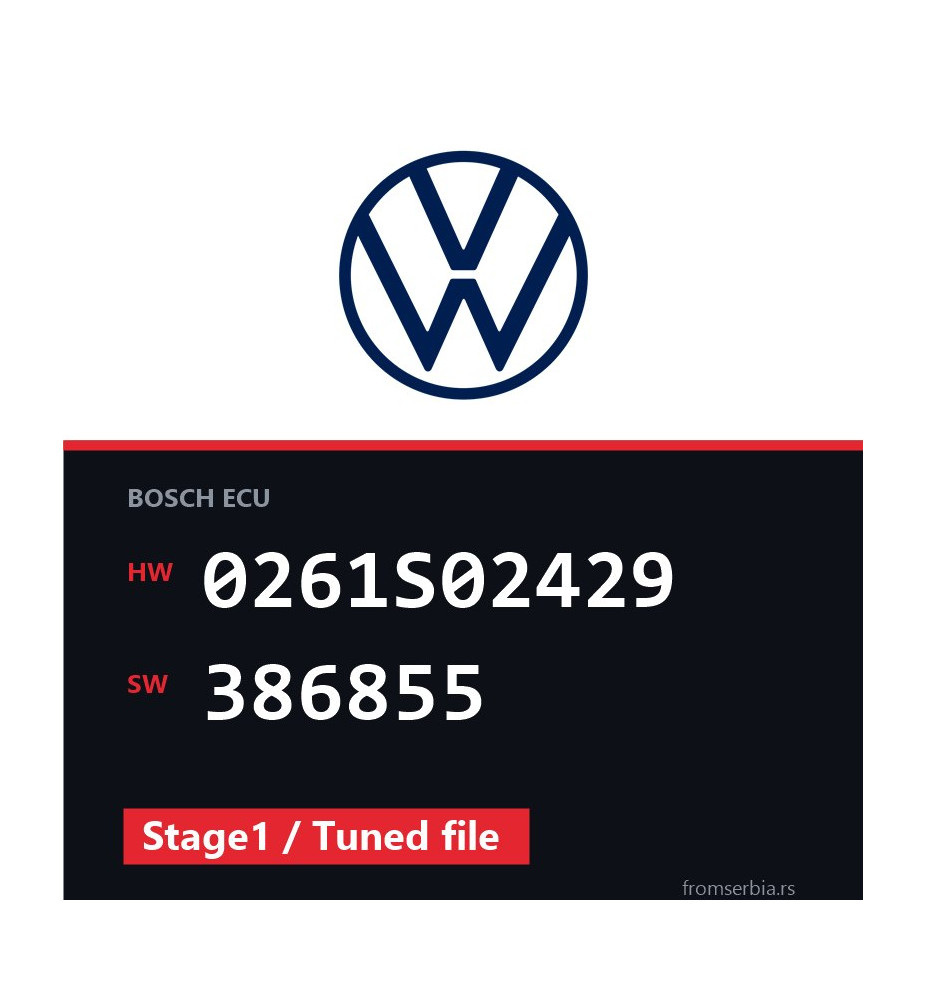 VW Golf5 0261S02429 386855 Stage1 / Tuned file tuning file