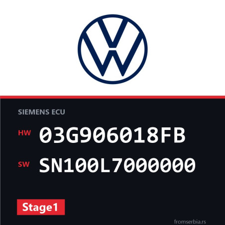 VW Golf 03G906018FB SN100L7000000 Stage1 tuning file