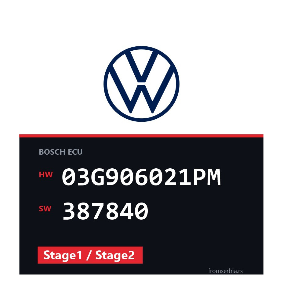 VW Golf 03G906021PM 387840 Stage1 / Stage2 tuning file