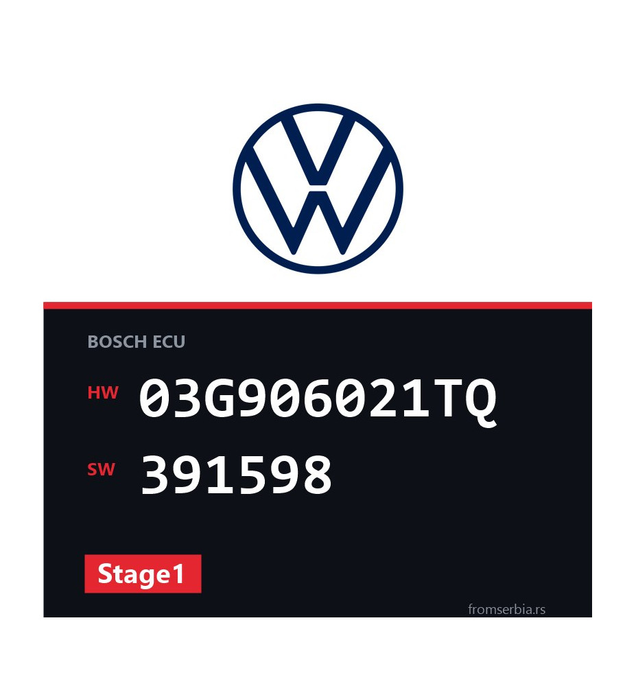 VW Golf 03G906021TQ 391598 Stage1 tuning file
