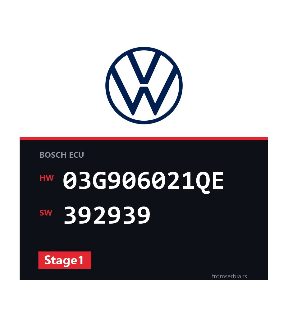 VW Golf 03G906021QE 392939 Stage1 tuning file