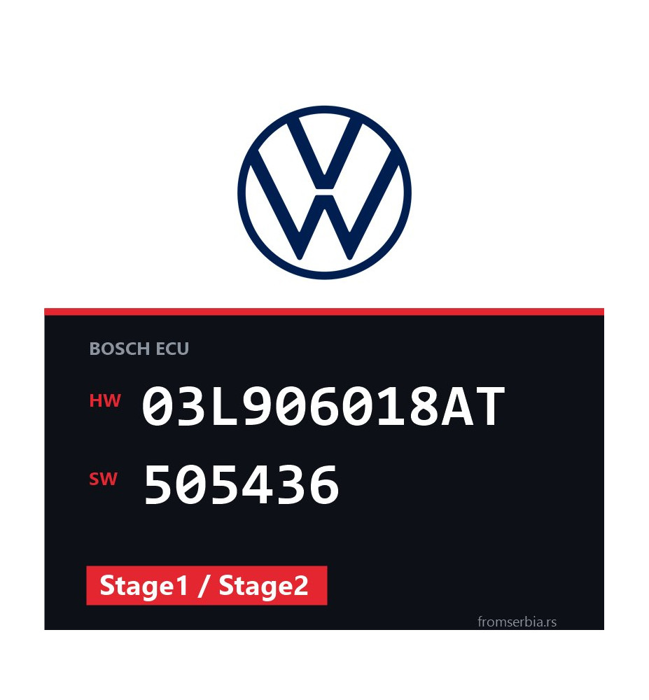 VW Golf 03L906018AT 505436 Stage1 / Stage2 tuning file