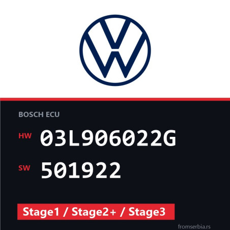 VW Golf 03L906022G 501922 Stage1 / Stage2+ / Stage3 tuning file