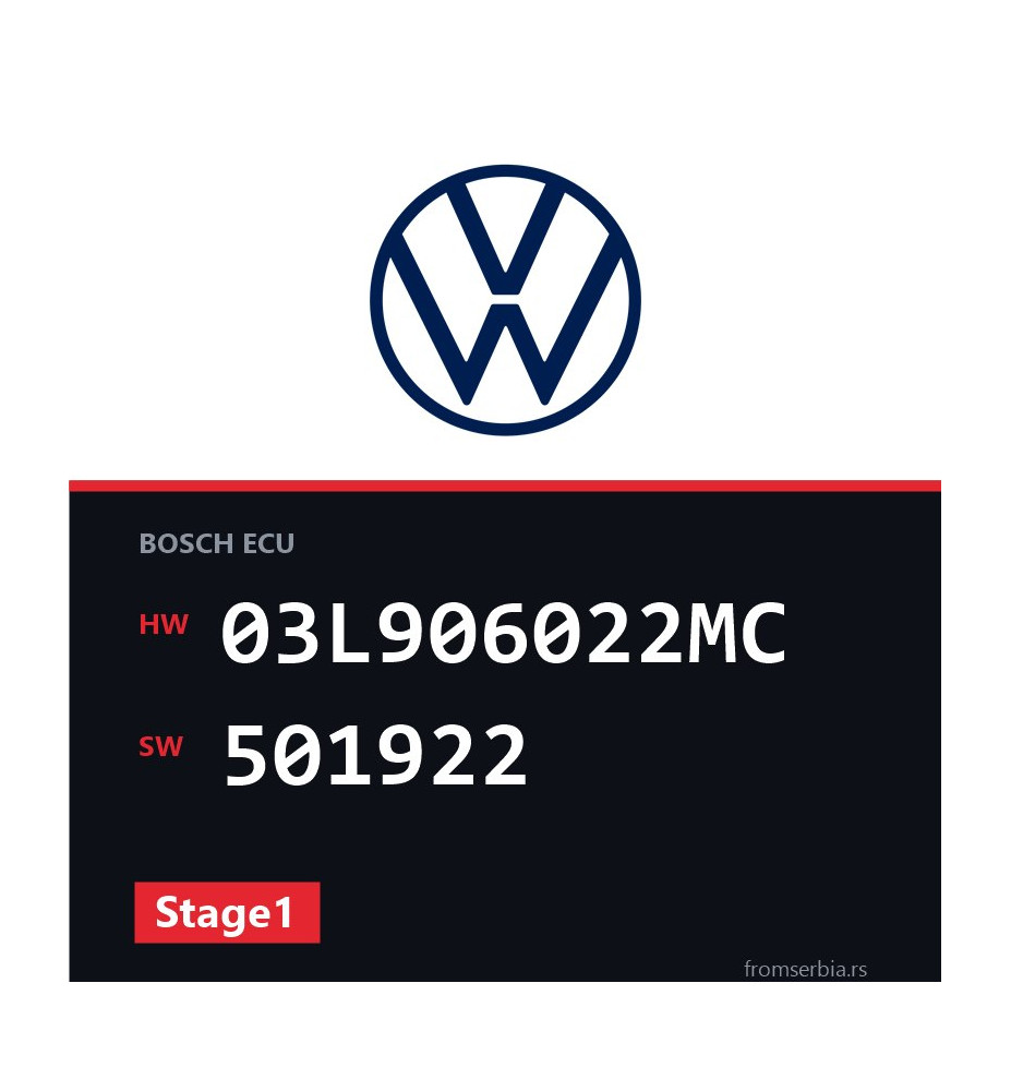 VW Golf 03L906022MC 501922 Stage1 tuning file