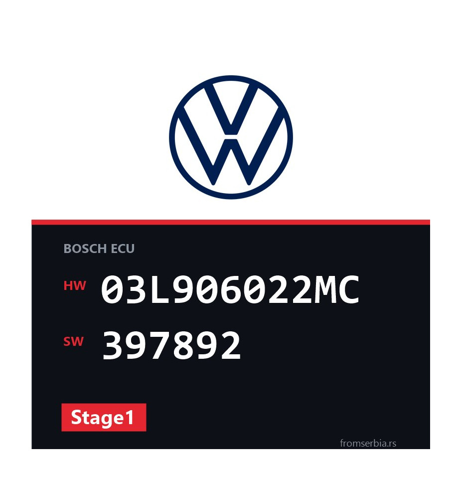 VW Golf 03L906022MC 397892 Stage1 tuning file