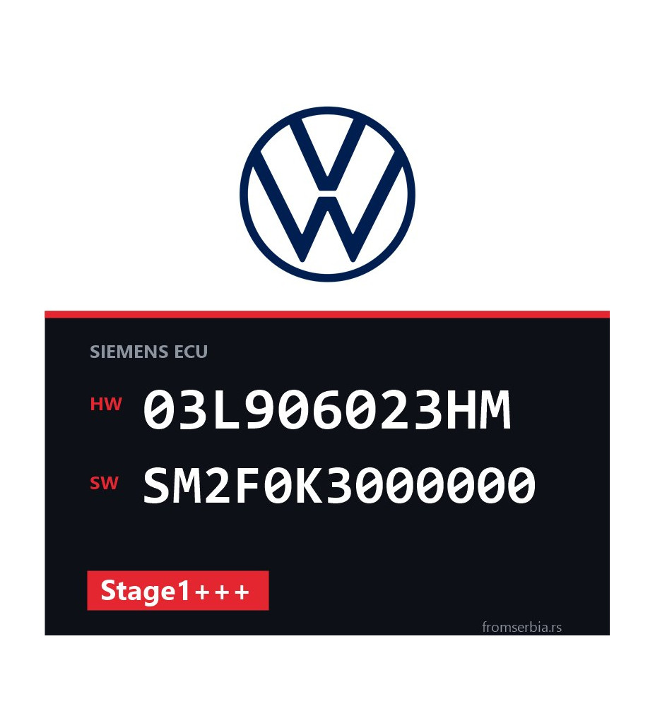 VW Golf 03L906023HM SM2F0K3000000 Stage1+++ tuning file