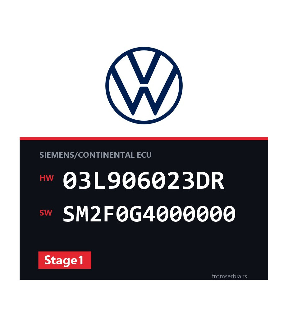 VW Golf 03L906023DR SM2F0G4000000 Stage1 tuning file