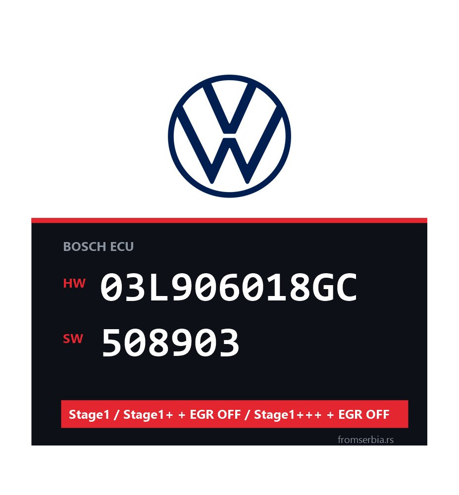 VW 03L906018GC 508903 Stage1 / Stage1+ + EGR OFF / Stage1+++ + EGR OFF