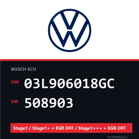 VW 03L906018GC 508903 Stage1 / Stage1+ + EGR OFF / Stage1+++ + EGR OFF