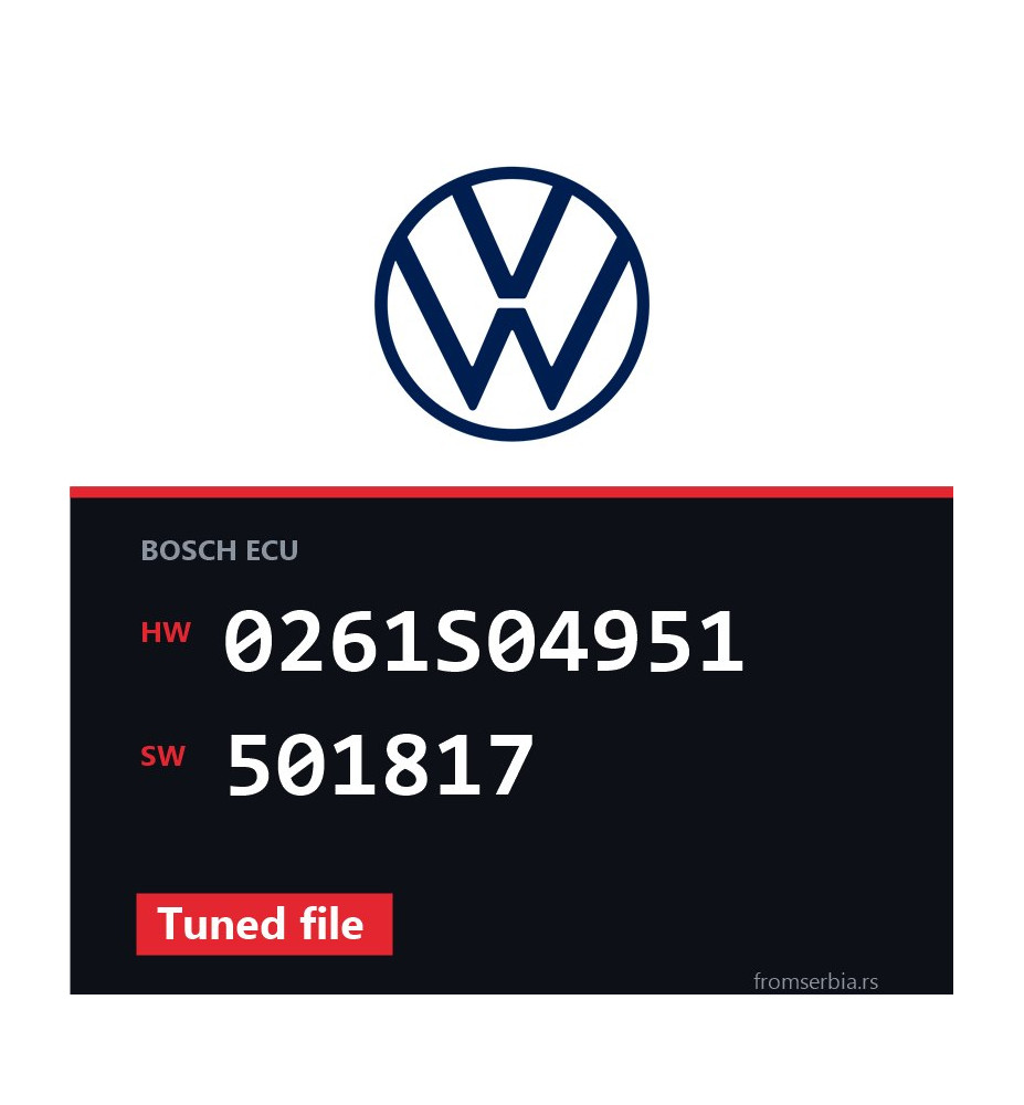 VW Golf 0261S04951 501817 Tuned file tuning file