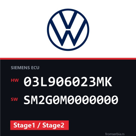 VW Golf 03L906023MK SM2G0M0000000 Stage1 / Stage2 tuning file