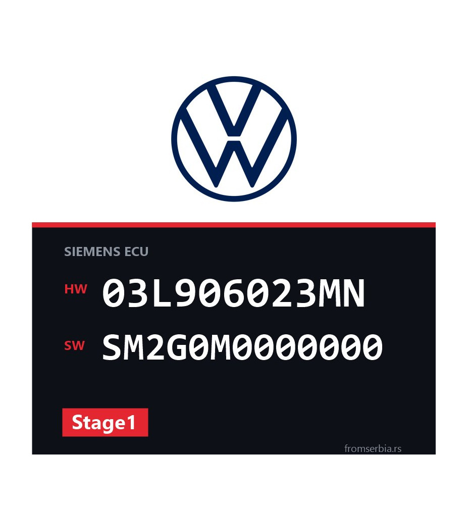 VW Golf 03L906023MN SM2G0M0000000 Stage1 tuning file