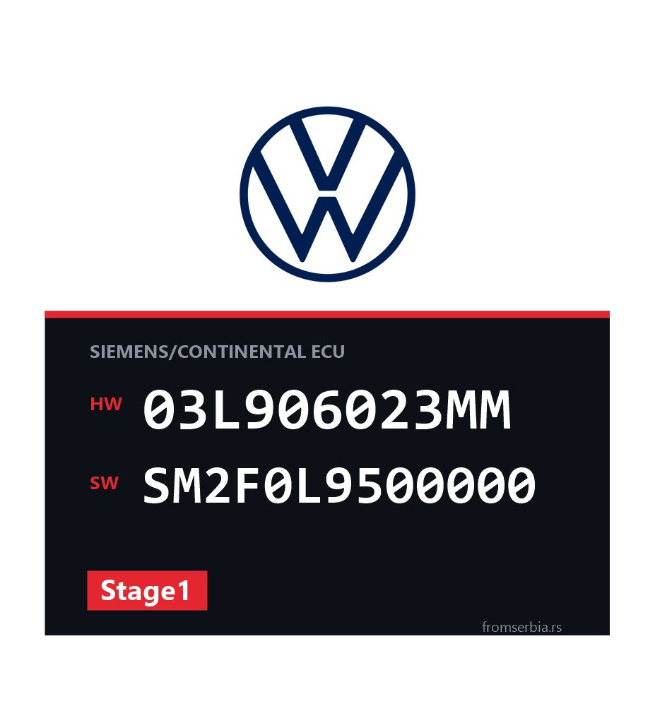 VW Golf 03L906023MM SM2F0L9500000 Stage1 tuning file