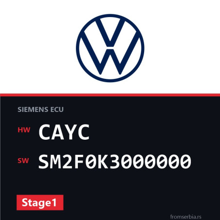 VW Golf CAYC SM2F0K3000000 Stage1 tuning file