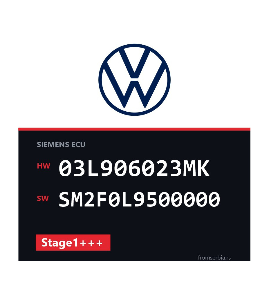 VW Golf 03L906023MK SM2F0L9500000 Stage1+++ tuning file