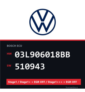 VW 03L906018BB 510943 Stage1 / Stage1+ + EGR OFF / Stage1+++ + EGR OFF