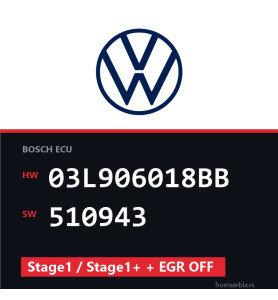 VW Golf 03L906018BB 510943 Stage1 / Stage1+ + EGR OFF tuning file