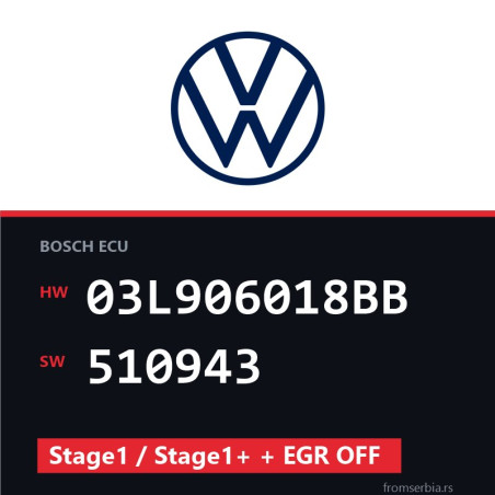 VW Golf 03L906018BB 510943 Stage1 / Stage1+ + EGR OFF tuning file