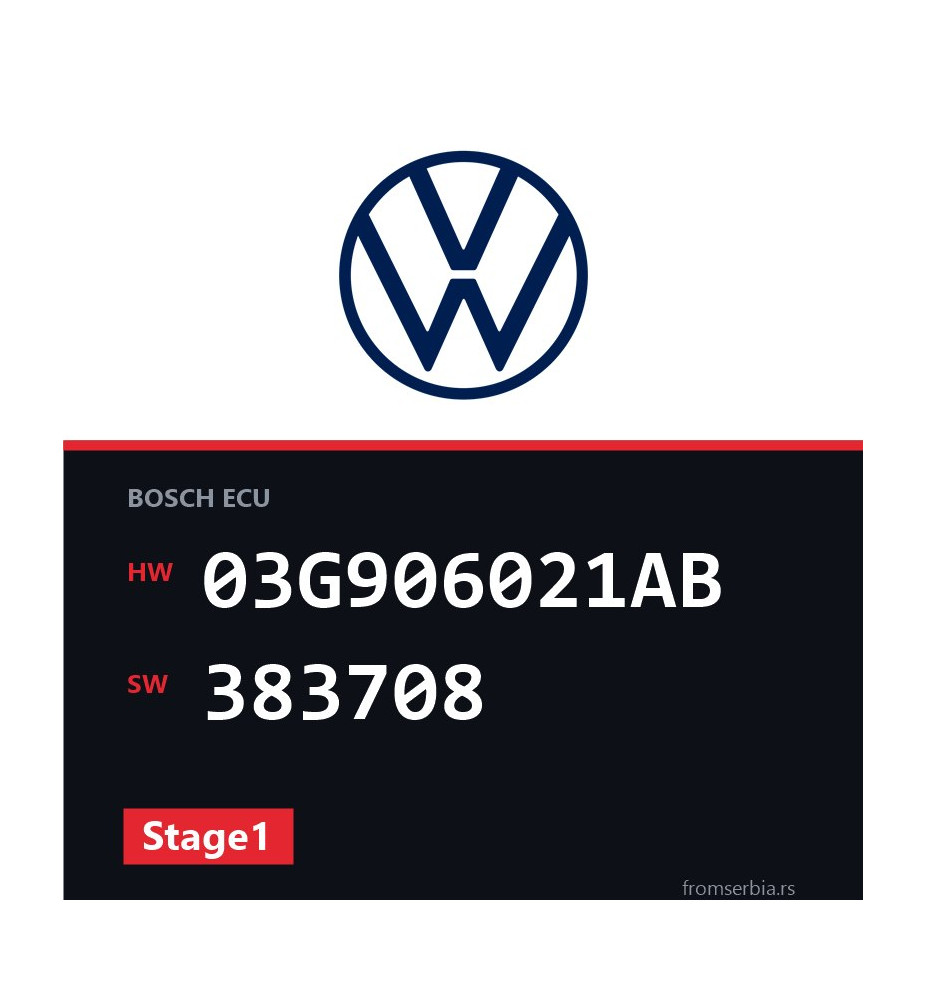 VW Golf 03G906021AB 383708 Stage1 tuning file