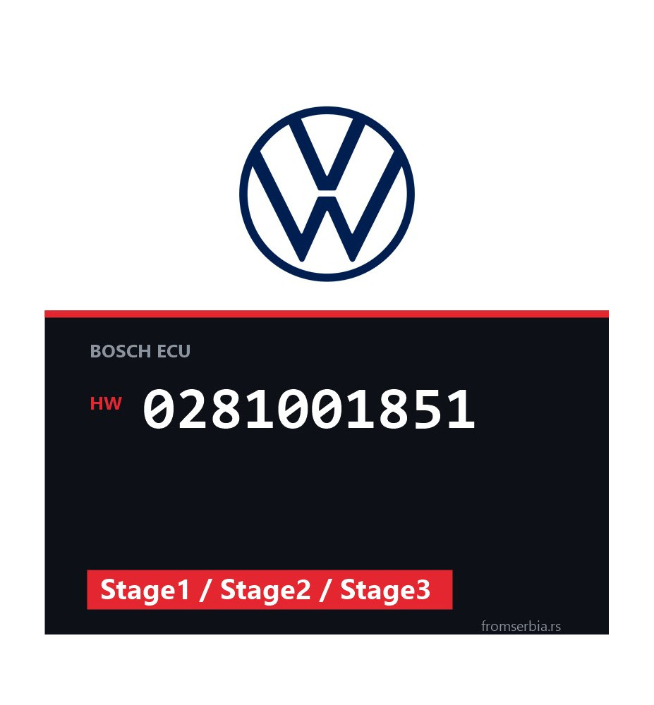 VW Golf 0281001851 Stage1 / Stage2 / Stage3 tuning file