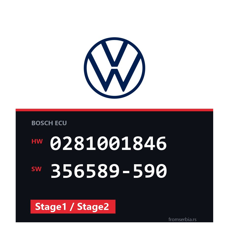 VW Golf4 0281001846 356589-590 Stage1 / Stage2 tuning file