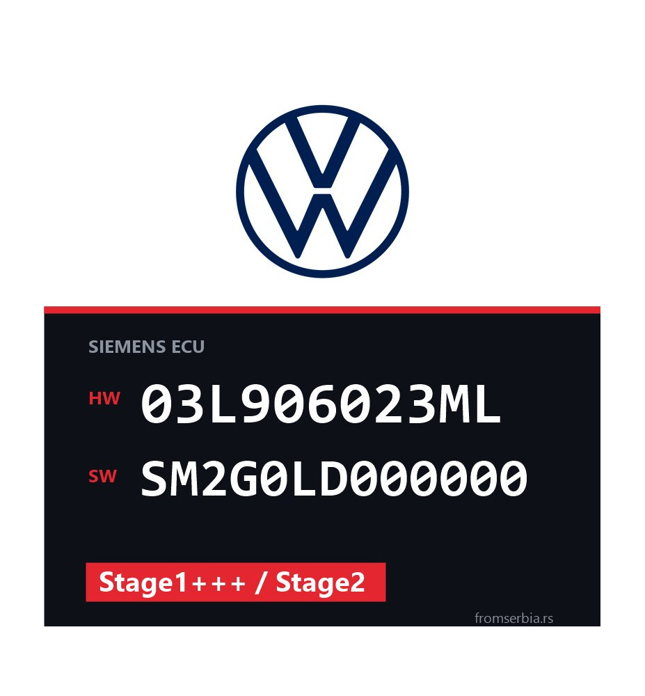 VW 1.6 03L906023ML SM2G0LD000000 Stage1+++ / Stage2 tuning file