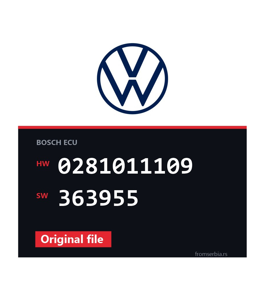 VW 1.9 0281011109 363955 original ECU file