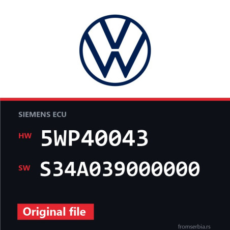 VW Passat 5WP40043 S34A039000000 original ECU file