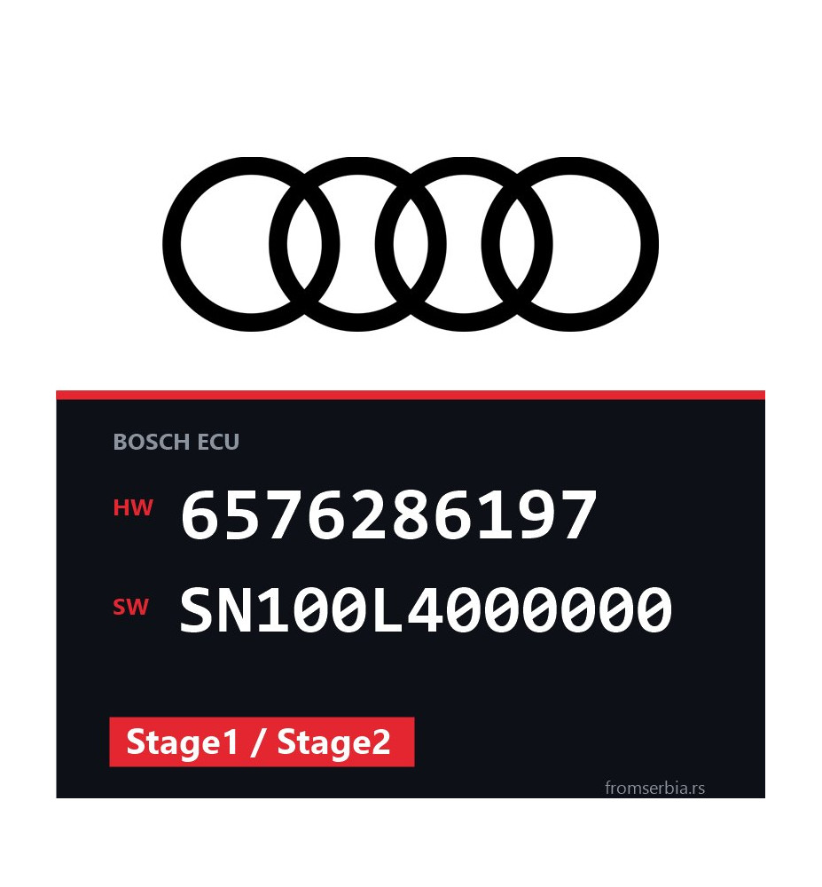 Audi A4 6576286197 SN100L4000000 Stage1 / Stage2 tuning file