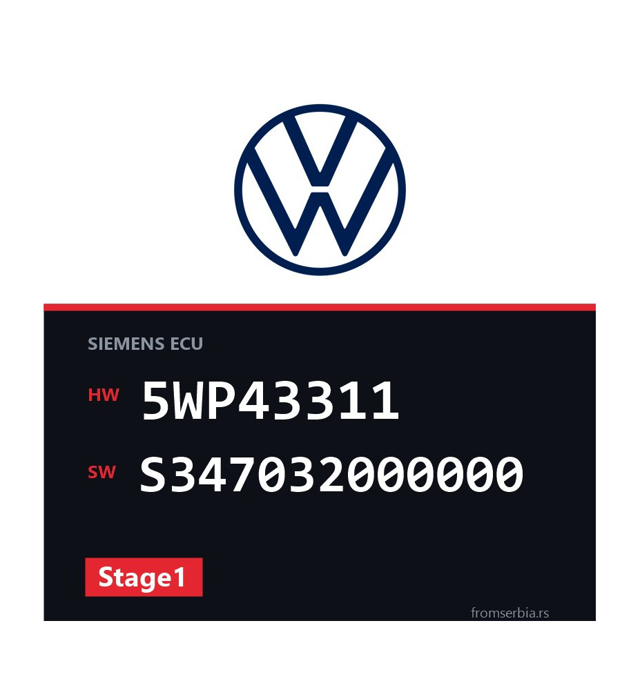VW Passat 5WP43311 S347032000000 Stage1 tuning file