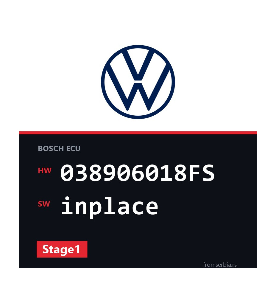 VW Passat 038906018FS inplace Stage1 tuning file