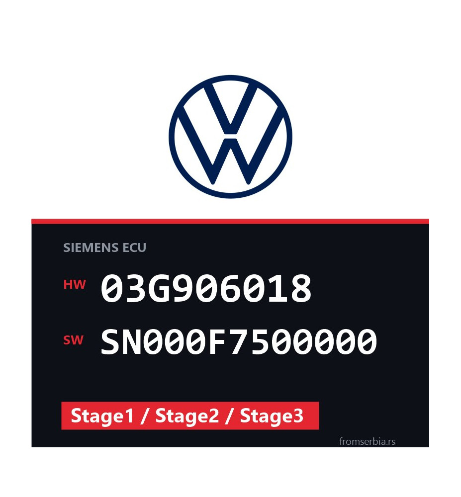 VW Passat 03G906018 SN000F7500000 Stage1 / Stage2 / Stage3 tuning file