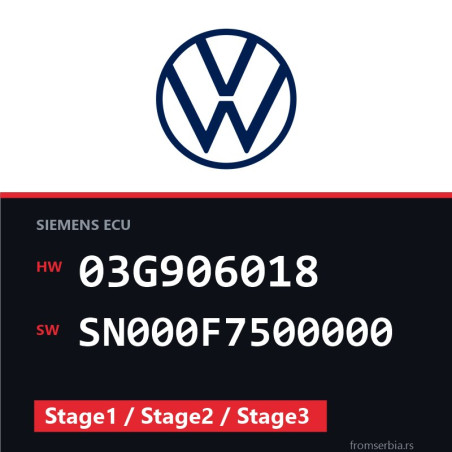 VW Passat 03G906018 SN000F7500000 Stage1 / Stage2 / Stage3 tuning file