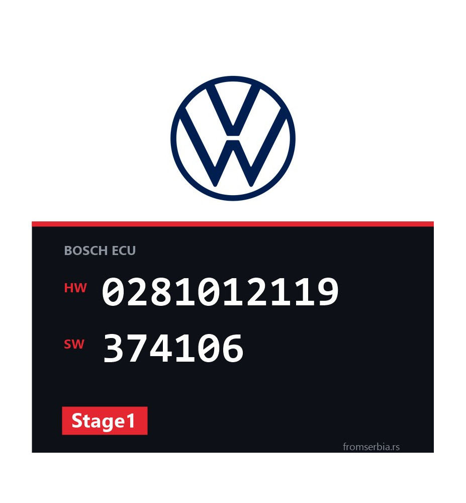 VW Passat 0281012119 374106 Stage1 tuning file