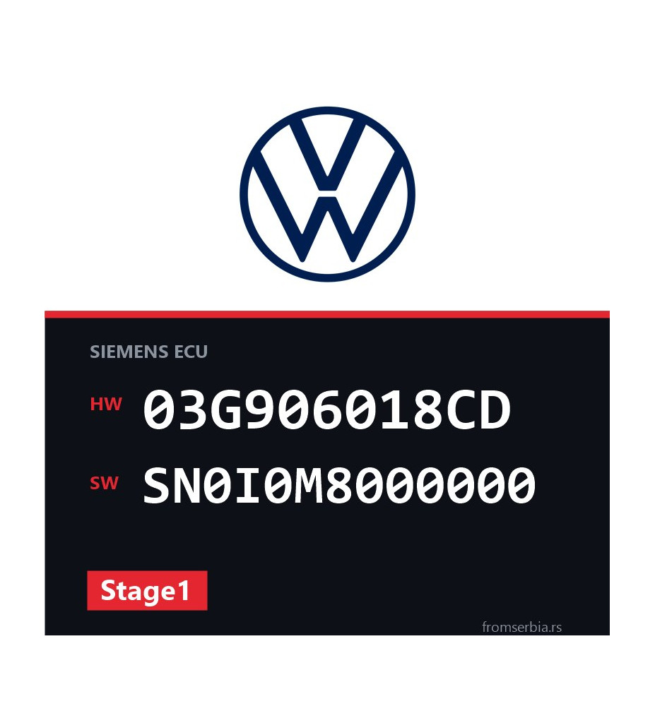 VW Passat 03G906018CD SN0I0M8000000 Stage1 tuning file